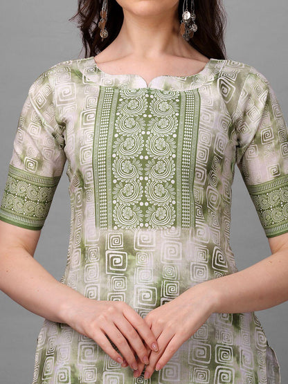 Straight Printed Round Neck Women Kurta Set